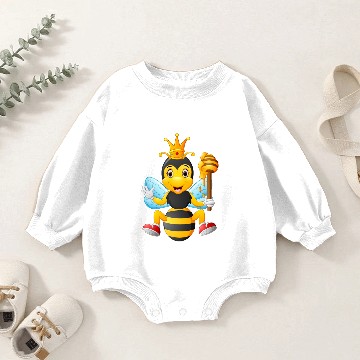 Discover Queen bee insect wildlife vector image cartoon fun Baby Romper Sweatshirts