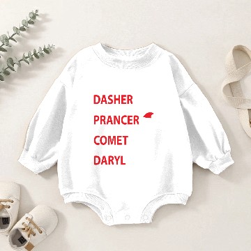 Discover Daryl Dixon fan - Dasher, Dancer, Prancer, Vixen Baby Romper Sweatshirts