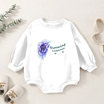 Discover Blue peony flower with text Baby Romper Sweatshirts