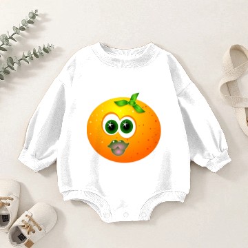 Discover Orange Fruit Fun Face Baby Romper Sweatshirts