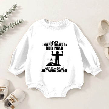 Discover Old Man Air Traffic Control Baby Romper Sweatshirts