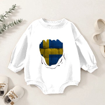 Discover Funny Sweden Flag Ripped Abs Muscles Baby Romper Sweatshirts