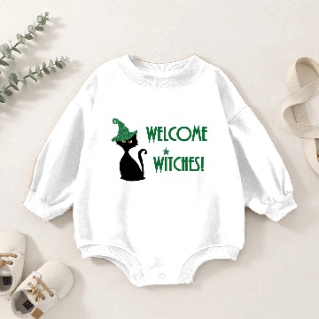 Discover witches welcome with funny witchy wicca cat Baby Romper Sweatshirts