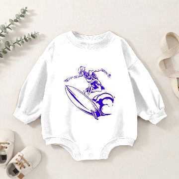 Discover Surfing Skeleton 2c Baby Romper Sweatshirts