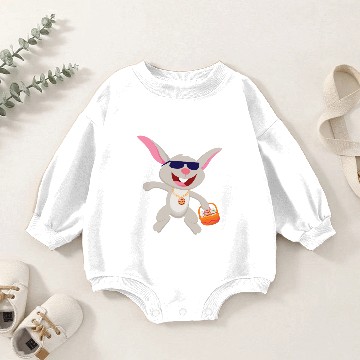 Discover Silly Funny Easter Bunny with Sunglasses Egg Hunt Baby Romper Sweatshirts