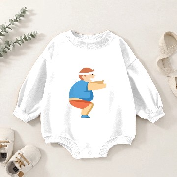 Discover squat exercise fat happy guy gift idea Baby Romper Sweatshirts
