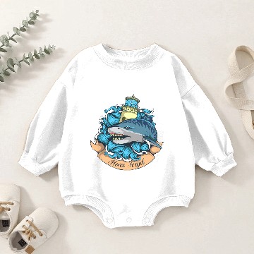 Discover Shark Attack Lighthouse Baby Romper Sweatshirts