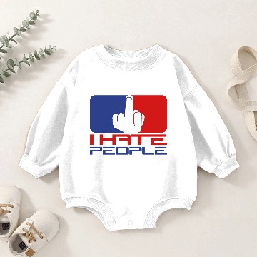 Discover text hand middle finger evil cool logo humans stic Baby Romper Sweatshirts