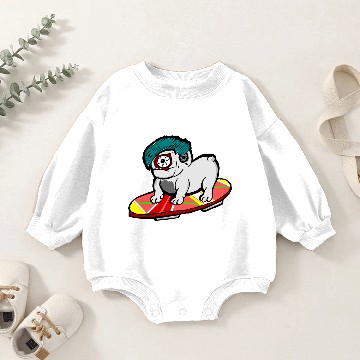 Discover Funny Cyclops Pug Skating Hoverboard Baby Romper Sweatshirts