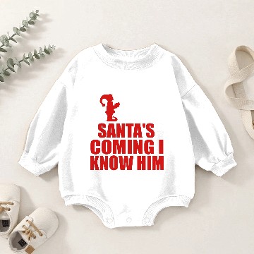 Discover santas coming i know him elf Baby Romper Sweatshirts