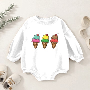 Discover Ice Cream Cones Baby Romper Sweatshirts