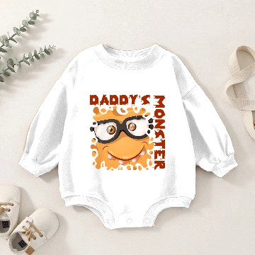 Discover Daddy's Monster - Orange Baby Romper Sweatshirts