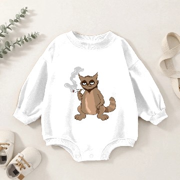 Discover A cat smoking a joint Baby Romper Sweatshirts