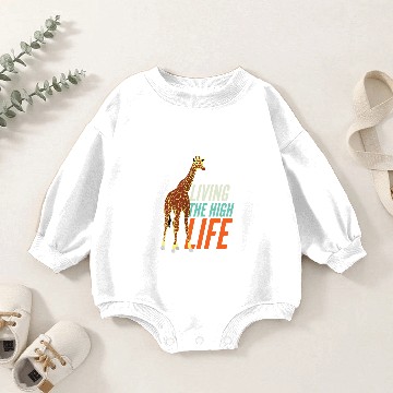 Discover Animal Print- Giraffe living the high life Baby Romper Sweatshirts