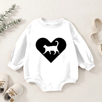 Discover Heart-Cat (black) Baby Romper Sweatshirts
