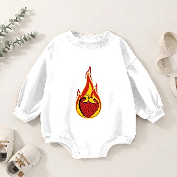 Discover fire flame burning hot hot strawberry fruity delic Baby Romper Sweatshirts