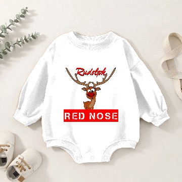 Discover Rudolph and the red nose on Xmas Baby Romper Sweatshirts