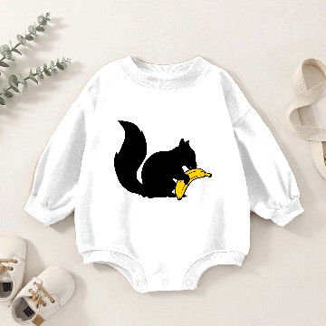 Discover banana eat hunger delicious fruit black squirrel r Baby Romper Sweatshirts