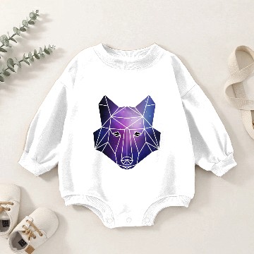 Discover Geometric Wolf | Low Poly Galaxy Wolf Pack Baby Romper Sweatshirts