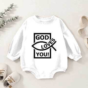 Discover God Loves You Baby Romper Sweatshirts