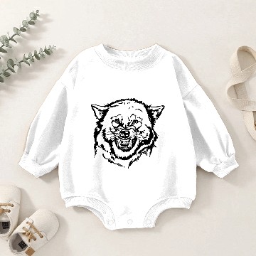 Discover Angry wolf face Baby Romper Sweatshirts