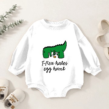 Discover T-Rex hates egg hunt Happy Easter egg searching Baby Romper Sweatshirts