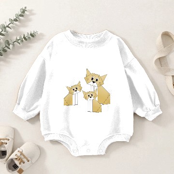 Discover Origami cat and kittens Baby Romper Sweatshirts