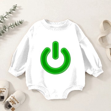 Discover Computer Power Button Lime Green Simulated Glow Baby Romper Sweatshirts