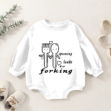 Discover Spooning Leads To Forking ©WhiteTigerLLC.com Baby Romper Sweatshirts