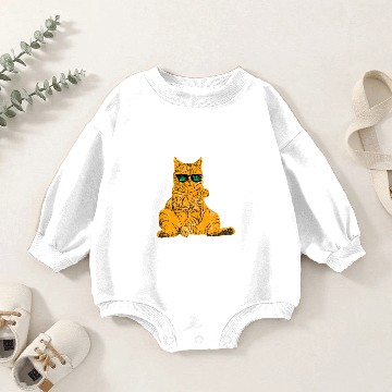Discover Cat Smoking Shisha Baby Romper Sweatshirts