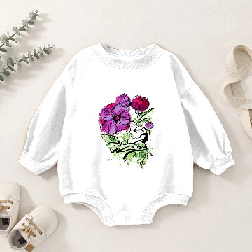 Discover Pink Peony Flower Baby Romper Sweatshirts