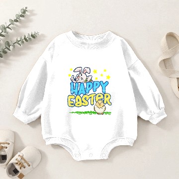 Discover Happy Easter Day-Easter Bunny Egg Hunt Baby Romper Sweatshirts