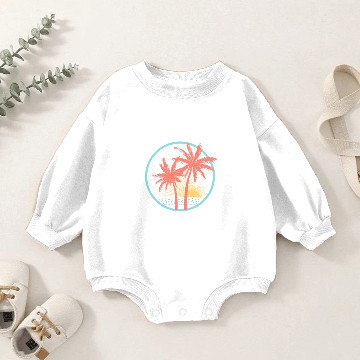 Discover Coral Palm Trees Beach Sunset Baby Romper Sweatshirts