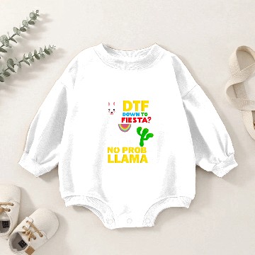 Discover DTF Down To Fiesta No Probllama Llama Baby Romper Sweatshirts