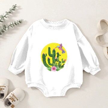 Discover Cactus Flower Hummingbird Pink Sun Baby Romper Sweatshirts