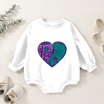 Discover Purple Batik Yin & Yang Heart Baby Romper Sweatshirts
