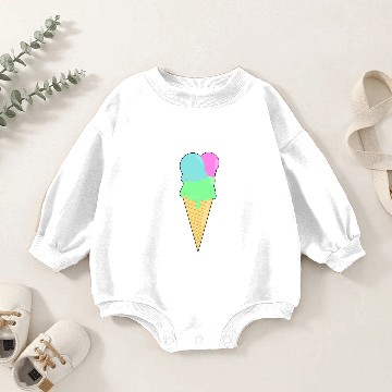 Discover Waffle ice cream three scoops gift idea summer Baby Romper Sweatshirts