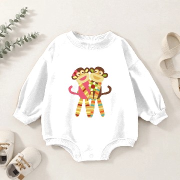 Discover Sock Monkey Friends Baby Romper Sweatshirts