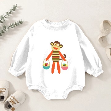 Discover Sock Monkey Easter Eggs Easter Basket Baby Romper Sweatshirts