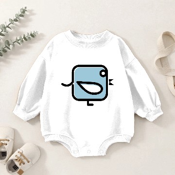 Discover simple line funny bird icon vector Baby Romper Sweatshirts