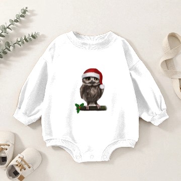 Discover Christmas Owl - grumpy santa Baby Romper Sweatshirts