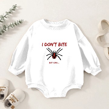 Discover I Don't Bite But I Can Black Widow Spider Baby Romper Sweatshirts