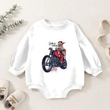Discover Santa Is Coming Motorbike Baby Romper Sweatshirts
