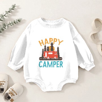 Discover Happy Camper Camping Motorhome Nature Baby Romper Sweatshirts