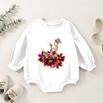 Discover Praying Mantis in Bamboo sipping on some Tea Baby Romper Sweatshirts