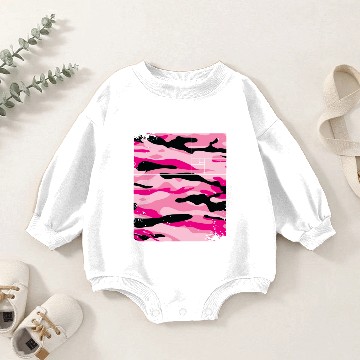 Discover Square camouflage pattern pink Baby Romper Sweatshirts