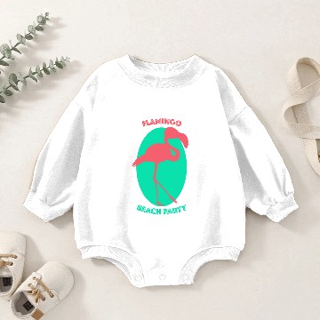 Discover flamingo beach party pink green blue Baby Romper Sweatshirts