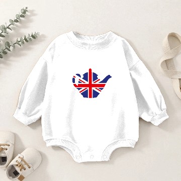 Discover Tea Baby Romper Sweatshirts British teapot Union Jack UK tea pun