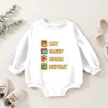 Discover Funny Eat Sleep Anime Repeat Baby Romper Sweatshirts
