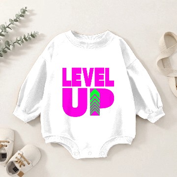 Discover Level Up Neon Pink Baby Romper Sweatshirts